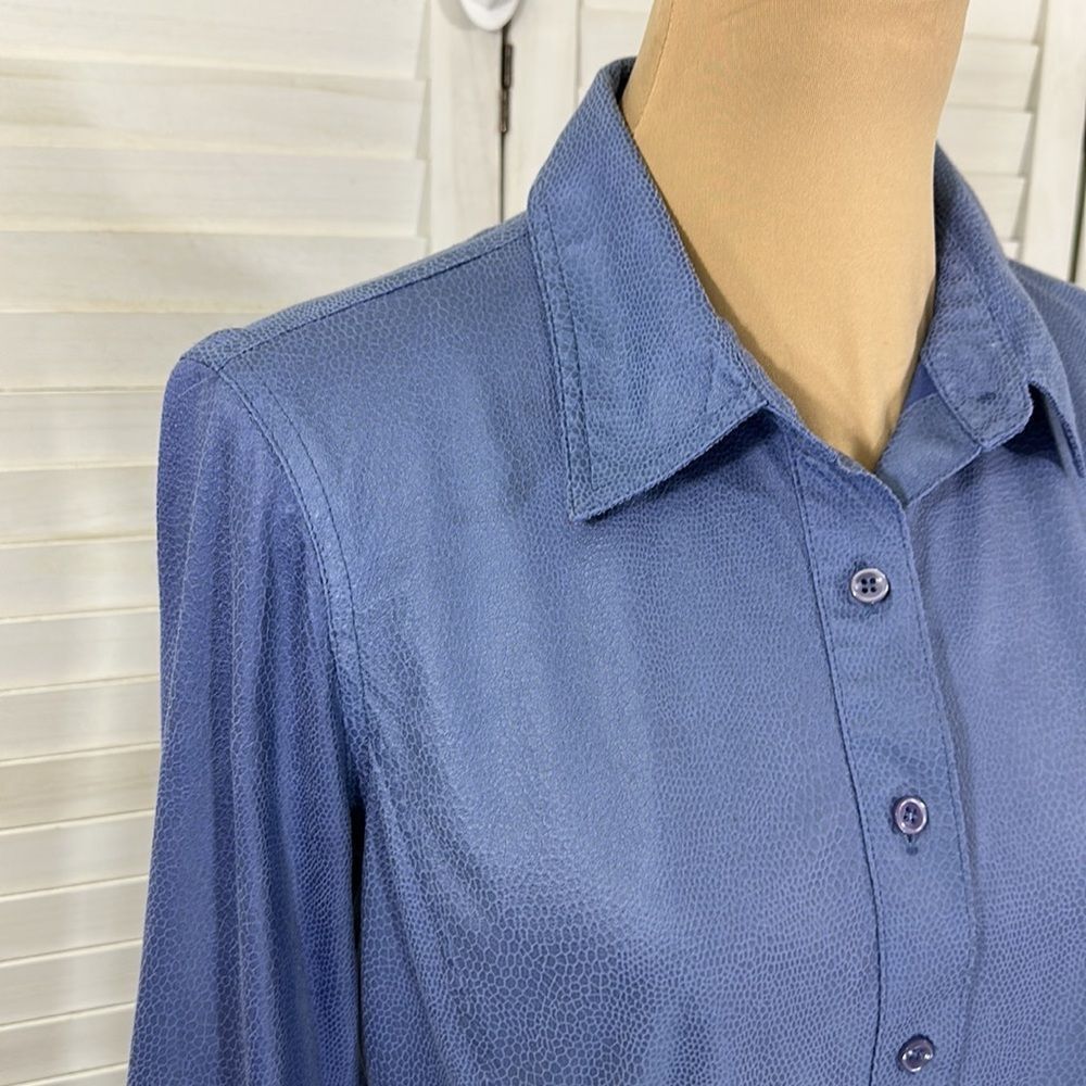 Chico’s Tunic Shirt Size 1 (8) Blue Long Sleeve - Picture 6 of 14